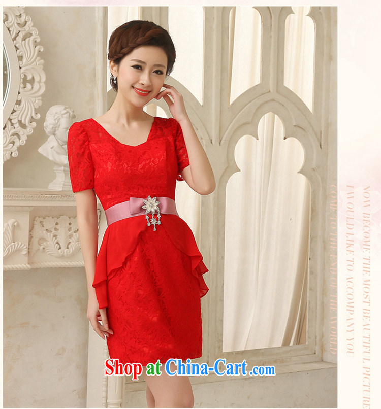 Tslyzm 2015 new bridesmaid dress Princess small dress Korean version cultivating lace V collar short banquet toast serving the betrothal dinner dress short dress red XXL pictures, price, brand platters! Elections are good character, the national distribution, so why buy now enjoy more preferential! Health