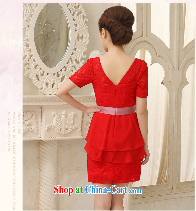 Tslyzm 2015 new bridesmaid dress Princess small dress Korean version cultivating lace V collar short banquet toast serving the betrothal dinner dress short dress red XXL pictures, price, brand platters! Elections are good character, the national distribution, so why buy now enjoy more preferential! Health