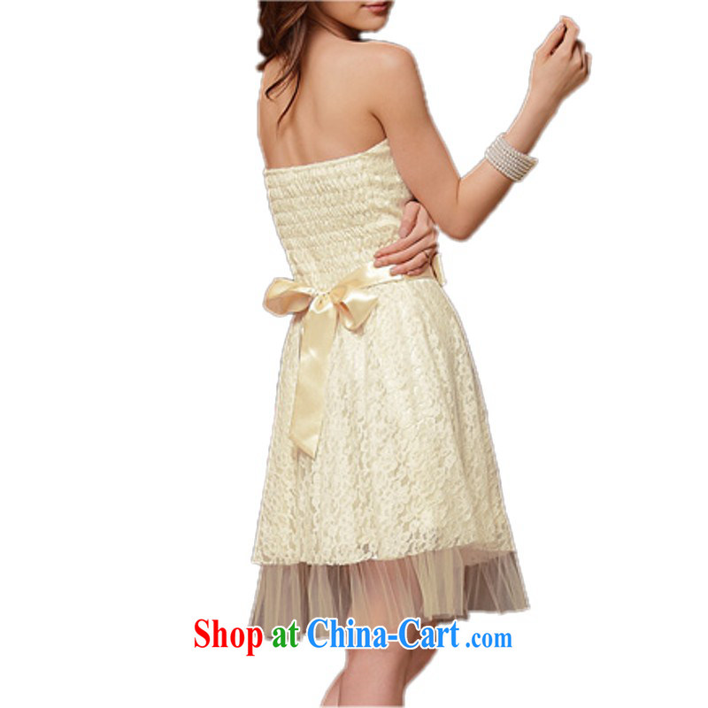 Land is still the Yi XL ladies dress sweet lace bare chest straps skirt wedding sister bridesmaid small dress thick sister XL ladies dress bridesmaid dress white are code (90 - 120 catties, land is still the garment, shopping on the Internet