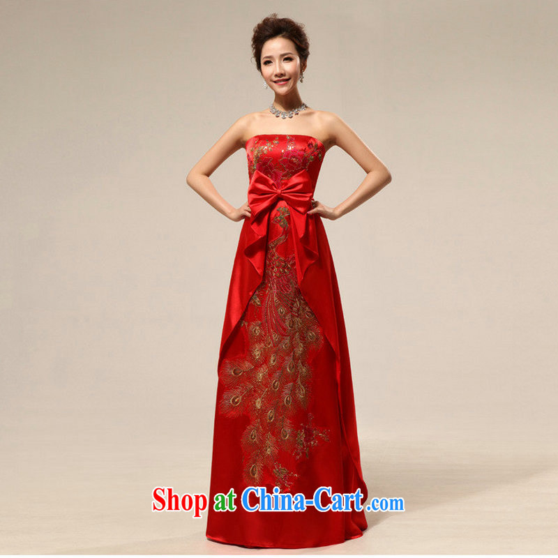 Optimize Hung-New pregnant women embroidery peony flowers Phoenix wedding dress toast XS service 8192 red XXL, optimize, and shopping on the Internet