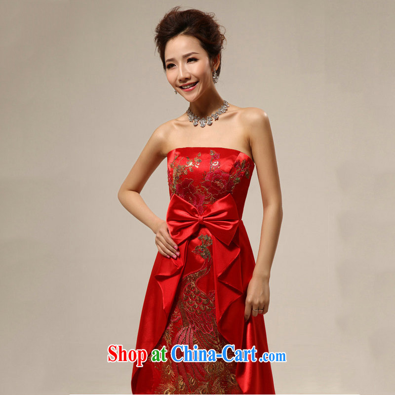 Optimize Hung-New pregnant women embroidery peony flowers Phoenix wedding dress toast XS service 8192 red XXL, optimize, and shopping on the Internet