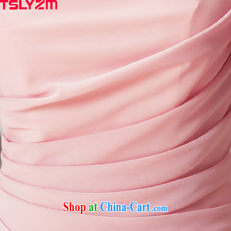 Tslyzm dress short annual meeting moderator small dress spring and summer bridesmaid sister serving evening banquet marriage betrothal, shoulder bags and short skirts bare pink XXL, Tslyzm, shopping on the Internet