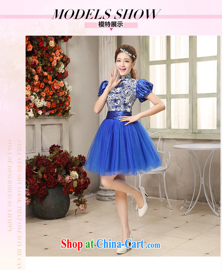 Tslyzm retro blue and white porcelain banquet moderator dress short film floor theme clothing Photo Small short skirt Princess bubble cuff Gala Evening Dress blue XXL pictures, price, brand platters! Elections are good character, the national distribution, so why buy now enjoy more preferential! Health