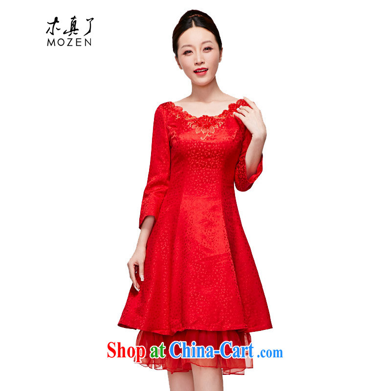 Wood is really the 2015 summer new spring and summer embroidered 7 cuff dress elegant bridal dress package mail 80,538 04 red S