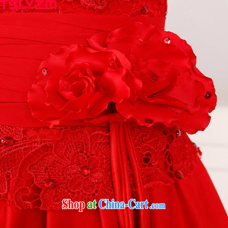 Tslyzm 2015 spring and summer new bridal dresses wedding dresses lace red package shoulder short bows dress uniform dress the betrothal service female Red XXL, Tslyzm, shopping on the Internet