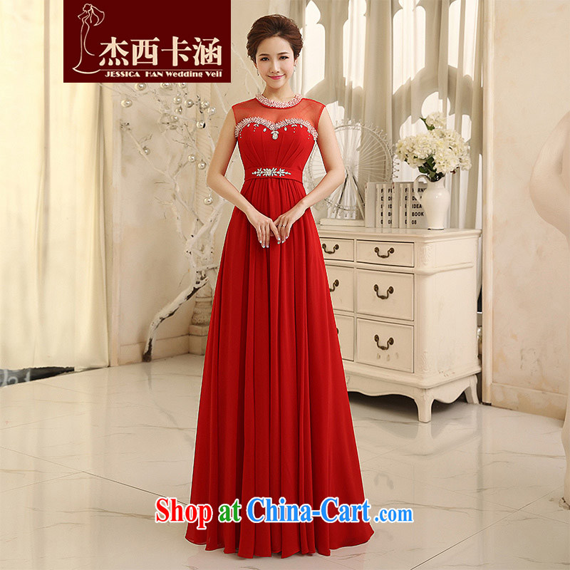 Jessica covers 2014 New red long wedding dresses Korean marriages bows dress 5064 red XL