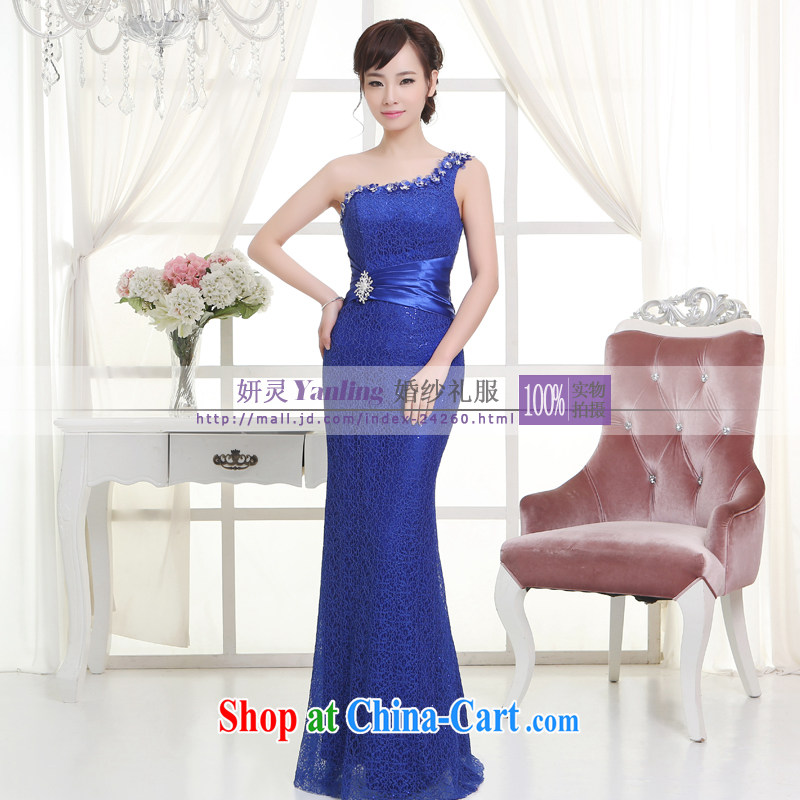 Her spirit_YL 2014 new bride wedding dresses Evening Dress toast serving long - 14,044 blue XXXXL