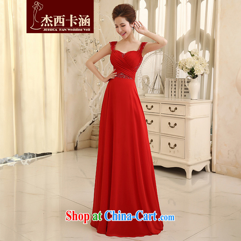Jessica covers 2014 new wedding dresses Korean zip red evening dress bride wedding toast 5071 red S