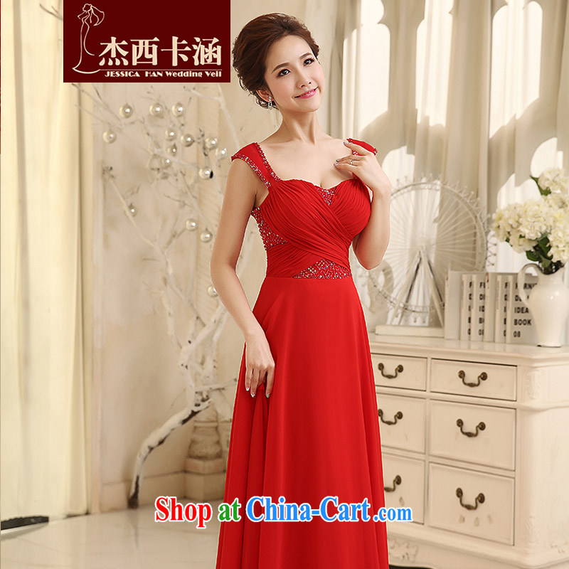 Jessica covers 2014 new wedding dresses Korean zip red evening dress bride wedding toast 5071 red S, Jessica (jessica han), shopping on the Internet