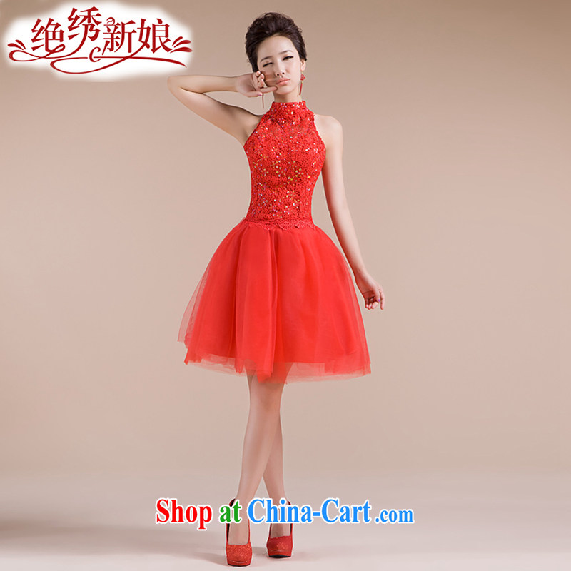 There is embroidery bridal 2015 new marriages wedding dresses Korean version of the new bows, serving short bridesmaid dress 924 LF XXL Suzhou shipping