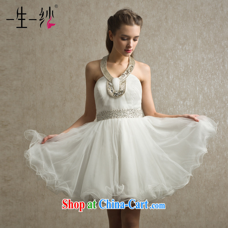 A dresses dresses 2015 new Snow woven High-waist-mounted too short dress bridesmaid dress dress white BS 32,018 white M code 15 days pre-sale, a yarn, shopping on the Internet