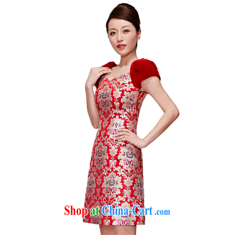 Wood is really the MOZEN 2015 spring and summer New Silk rabbit hair bridal dresses, short Evening Dress package mail 22,086 04 red XL, wood really was, shopping on the Internet