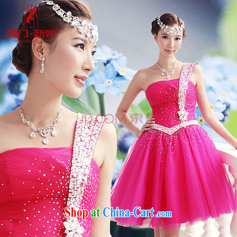 The bride's single shoulder the small red dress wedding dress 2015 new bridesmaid dress short 225 M