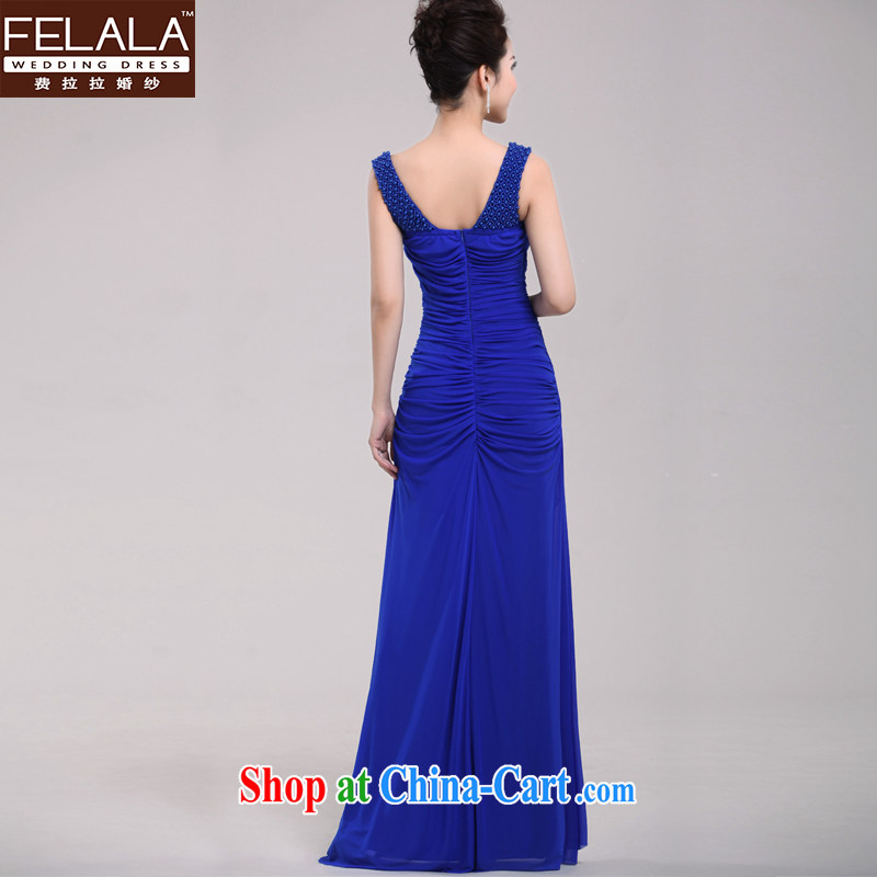 Ferrara 2015 new elegant double-shoulder crowsfoot graphics thin dress company dress annual moderator dinner blue XL Suzhou shipping, La wedding (FELALA), and, on-line shopping