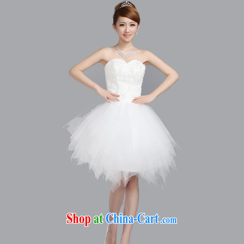 The female 2014 Princess small dress short shaggy dress wedding bridal bridesmaid toast small dress white XXL, water, shopping on the Internet