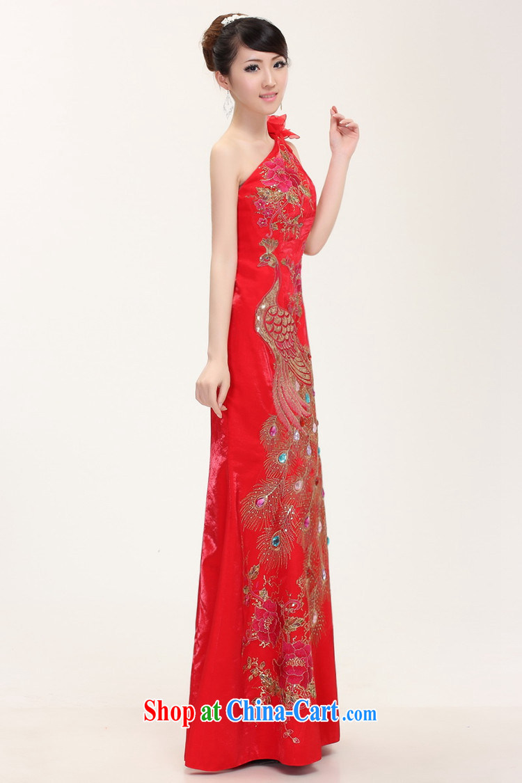 The female 2014 bridal wedding dresses and stylish Chinese improved crowsfoot cheongsam dress single shoulder marriage toast flag red XXL pictures, price, brand platters! Elections are good character, the national distribution, so why buy now enjoy more preferential! Health