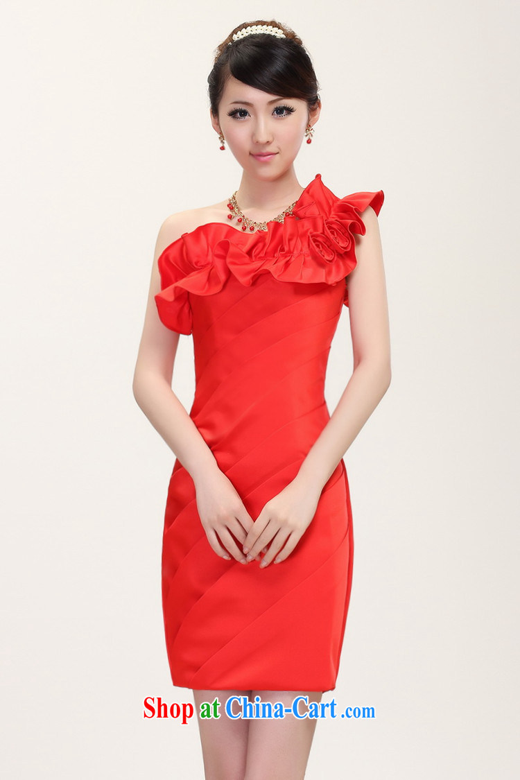 The ladies 2015 new bride toast dress single shoulder the shoulder bridesmaid dinner gala evening small dress short, champagne color S pictures, price, brand platters! Elections are good character, the national distribution, so why buy now enjoy more preferential! Health