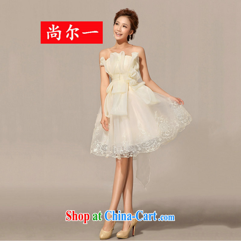There is a Korean-style bare chest new short bridesmaid wedding dresses XS 1009 white XXXL