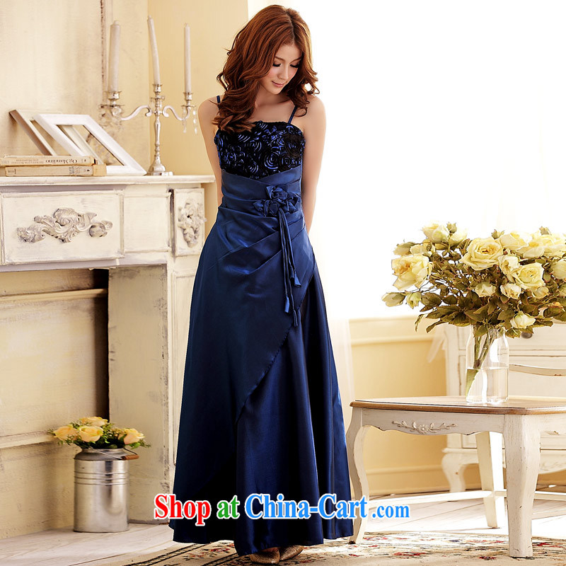 JK 2. YY banquet focus blossoms and elegant long version dress dresses blue XXXL