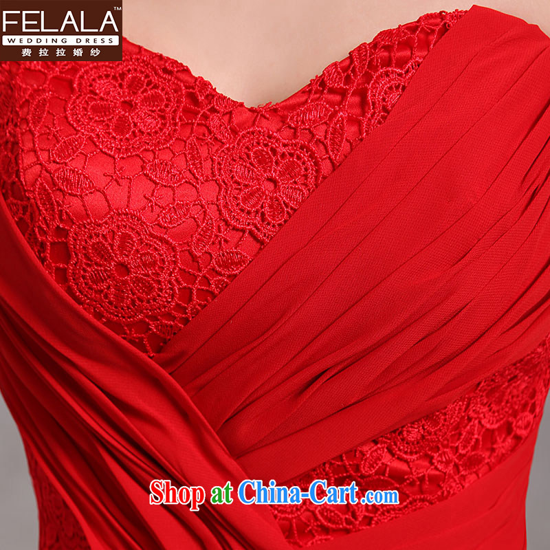 Ferrara 2015 New red-waist short lace dress Korean-style smears chest bridal toast service ribbons and red will do not return, La wedding (FELALA), online shopping