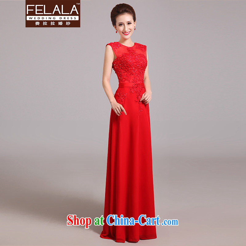 Ferrara 2015 New Red lace the Field shoulder long dress, bridal toast serving Korean-style beauty, spring red XL Suzhou shipping, La wedding (FELALA), and, on-line shopping