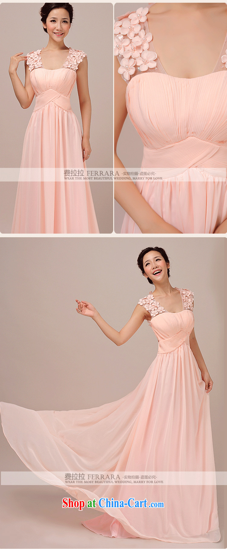 Ferrara new wedding dress bridal toast serving elegant flowers shoulders cultivating back exposed long bridesmaid clothing pink M Suzhou shipping pictures, price, brand platters! Elections are good character, the national distribution, so why buy now enjoy more preferential! Health