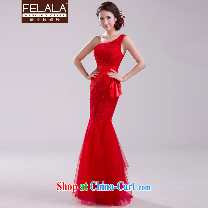 Ferrara upscale 2015 New Red bridal crowsfoot long bows dress girl lace evening dress summer red XL, La wedding (FELALA), online shopping