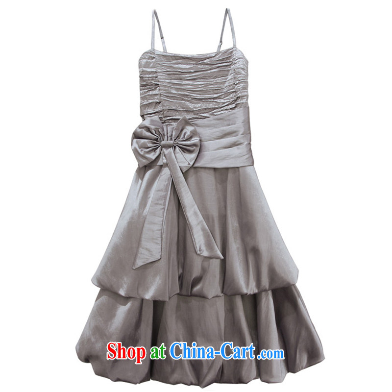 JK 2. YY 2014 feast highlights the wrinkles enrapturing bow knot lantern dress dresses gray XXXL, JK 2. YY, shopping on the Internet