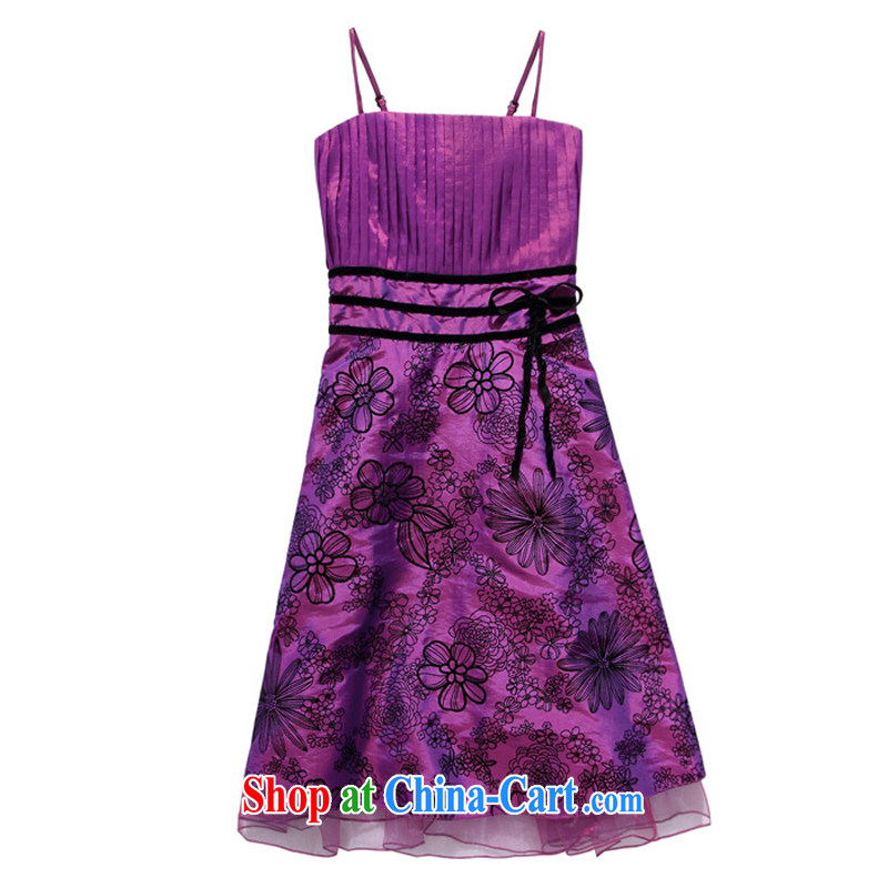 JK 2. YY 2014 elegant antique process value lint-free flower thin waist straps dress dresses purple XXXL, JK 2. YY, shopping on the Internet