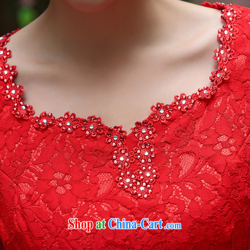 The bride's wedding dresses flowers manually cultivating lace red dress bows dress short S 345, a bride, shopping on the Internet
