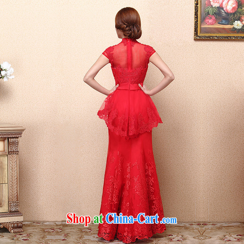 The bride's 2015 new dress retro red lace dress bows dress red crowsfoot 350 L, the bride, shopping on the Internet