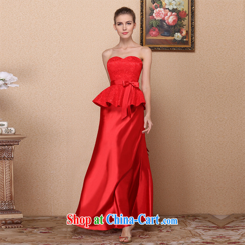 The bride's 2015 New Red bows dress wedding dress high waist graphics thin lace dress 676 M, the bride, shopping on the Internet