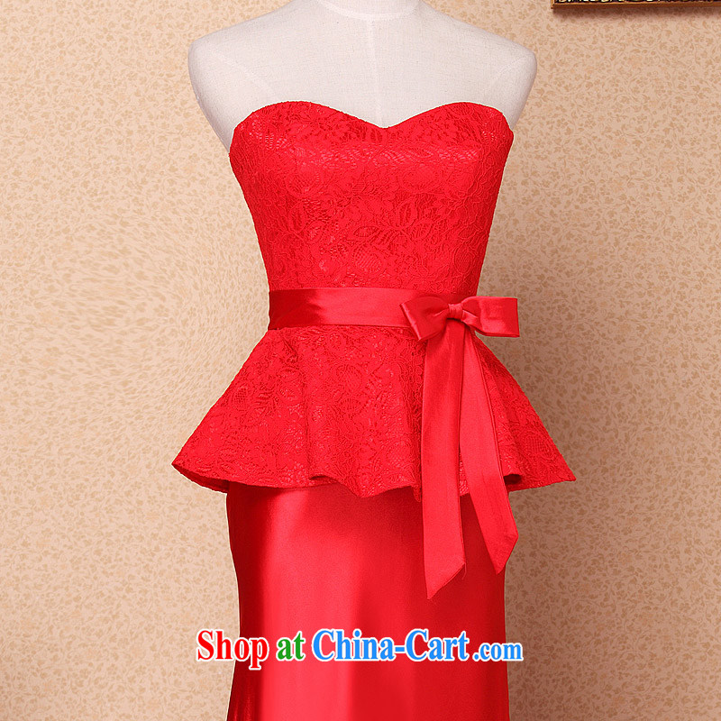 The bride's 2015 New Red bows dress wedding dress high waist graphics thin lace dress 676 M, the bride, shopping on the Internet