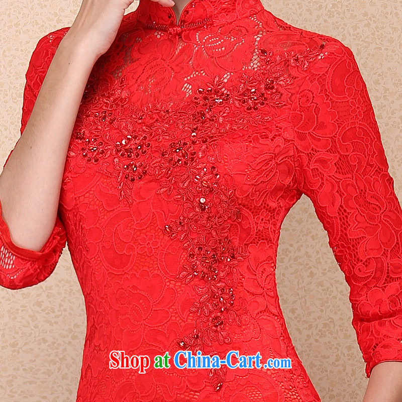 The bride's 2015 New Red bows dress lace long dress retro-tie 687 L, the bride, shopping on the Internet