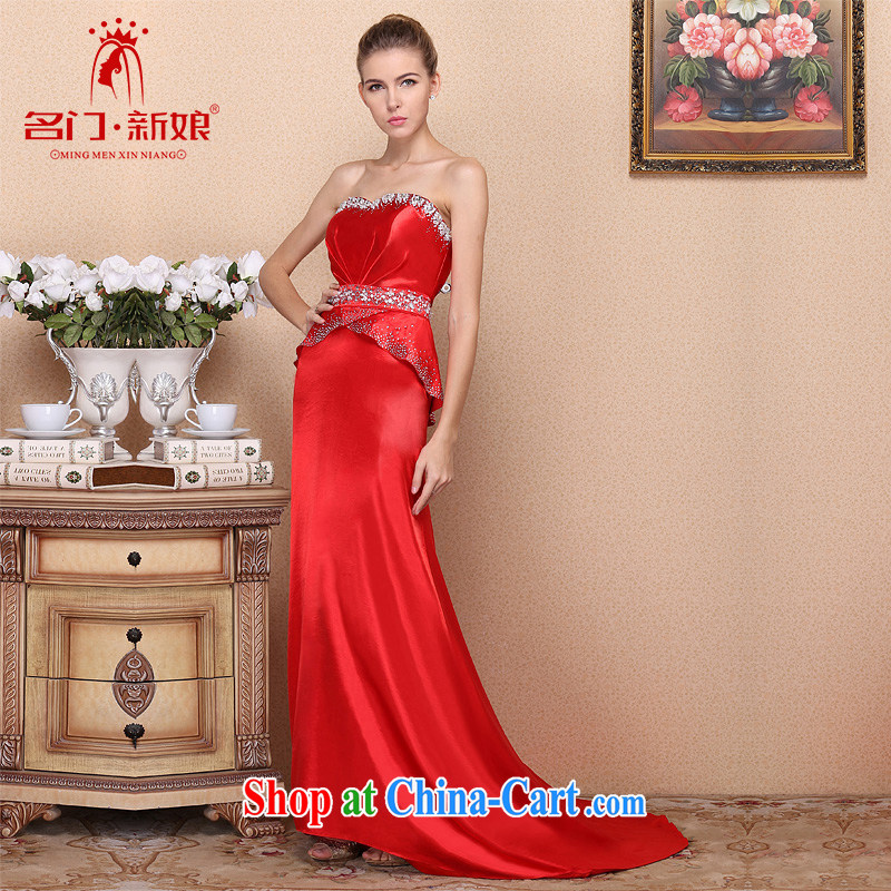 The bride's 2015 New Red elegant wedding dresses wedding dresses toast small tail red dress 701 L