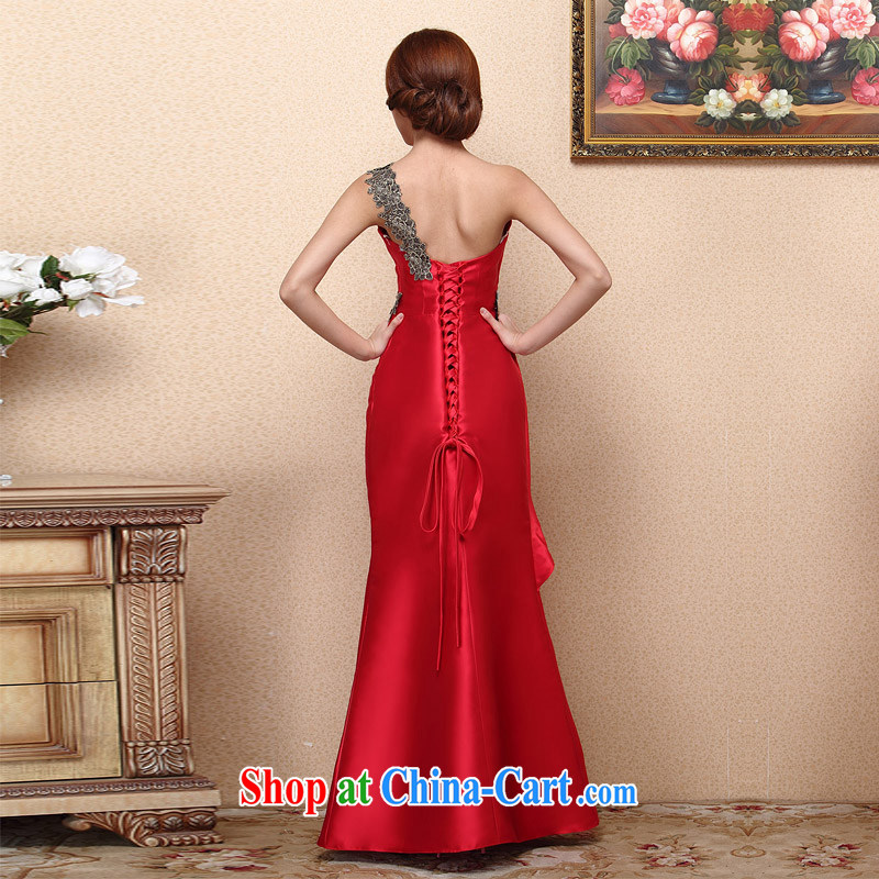 The bride's 2015 New Red dress stylish bows dress single shoulder crowsfoot graphics thin dress 661 L, the bride, shopping on the Internet