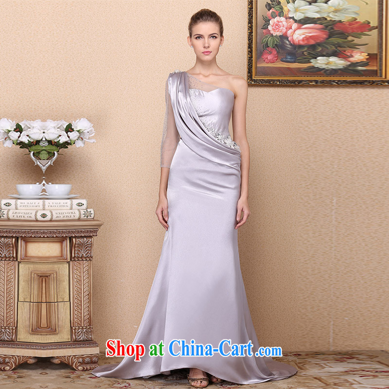 The bride 2015 stylish and elegant dress single shoulder tail dress banquet dress drill 696 L, the bride, shopping on the Internet