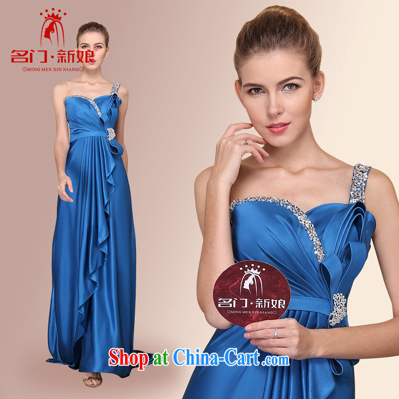 The bride 2015 new bridal gown small tail dresses elegant blue dress 705 M