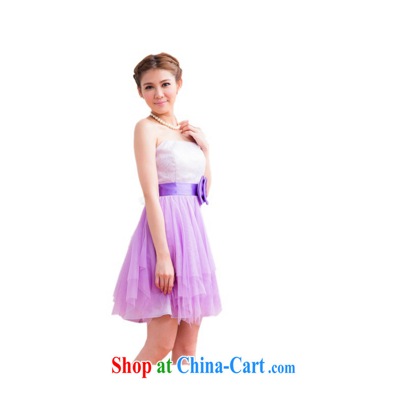 Light (at the end QIAN MO) 2015 summer sweet Web yarn stitching evening dress bridesmaid clothing with short dress 2325 purple L, shallow end, shopping on the Internet