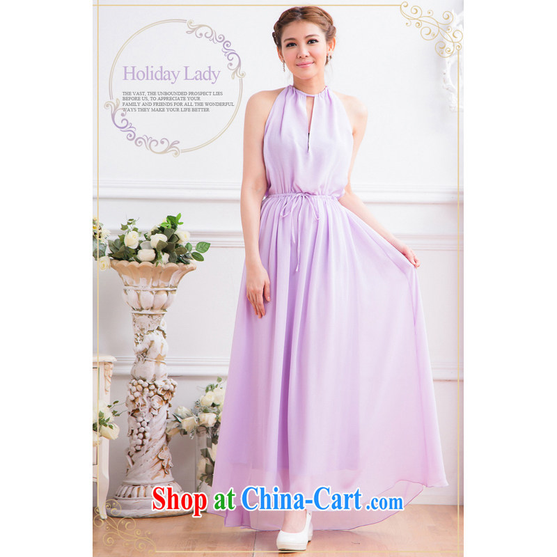 Shallow end _QIAN MO_ bridal color bows dress long terrace cultivation shoulder dress bridesmaid dress 2332 purple L