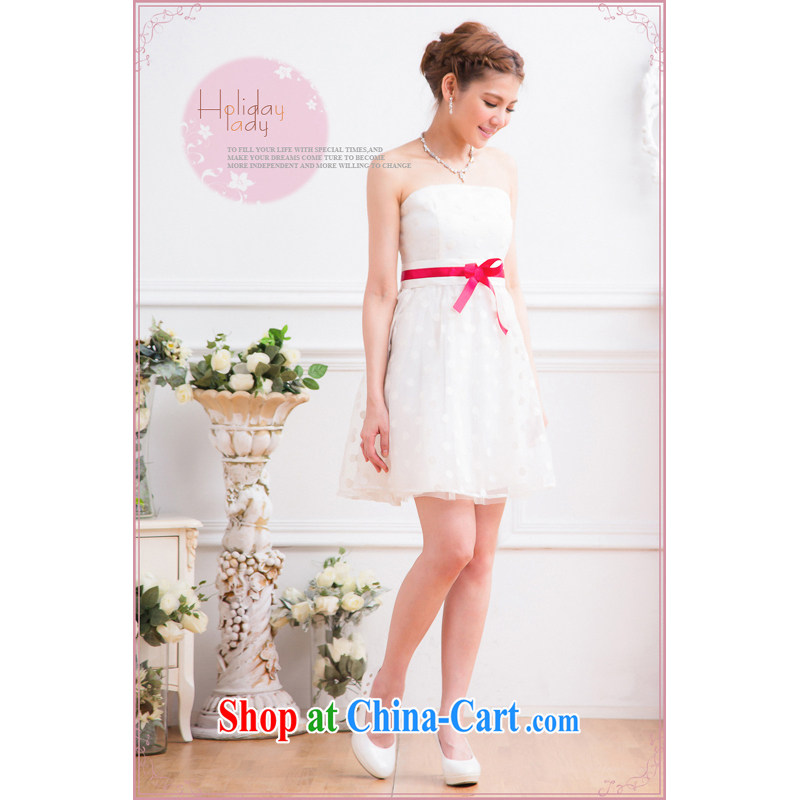 Light _at the end QIAN MO_ Korean dress bridesmaid dress classic flocking wave point dresses trade dress 2312 white are code