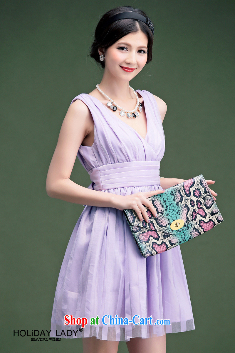 Light (at the end QIAN MO) 2014 spring and summer, before and after feeling deep V elegant, tied with a bow tie beauty dress dresses small dress 601 purple XL pictures, price, brand platters! Elections are good character, the national distribution, so why buy now enjoy more preferential! Health