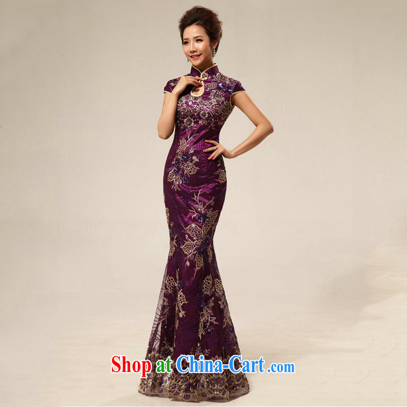 There's a retro wedding hospitality service etiquette cheongsam dress XS 7124 purple S, it's a, and shopping on the Internet