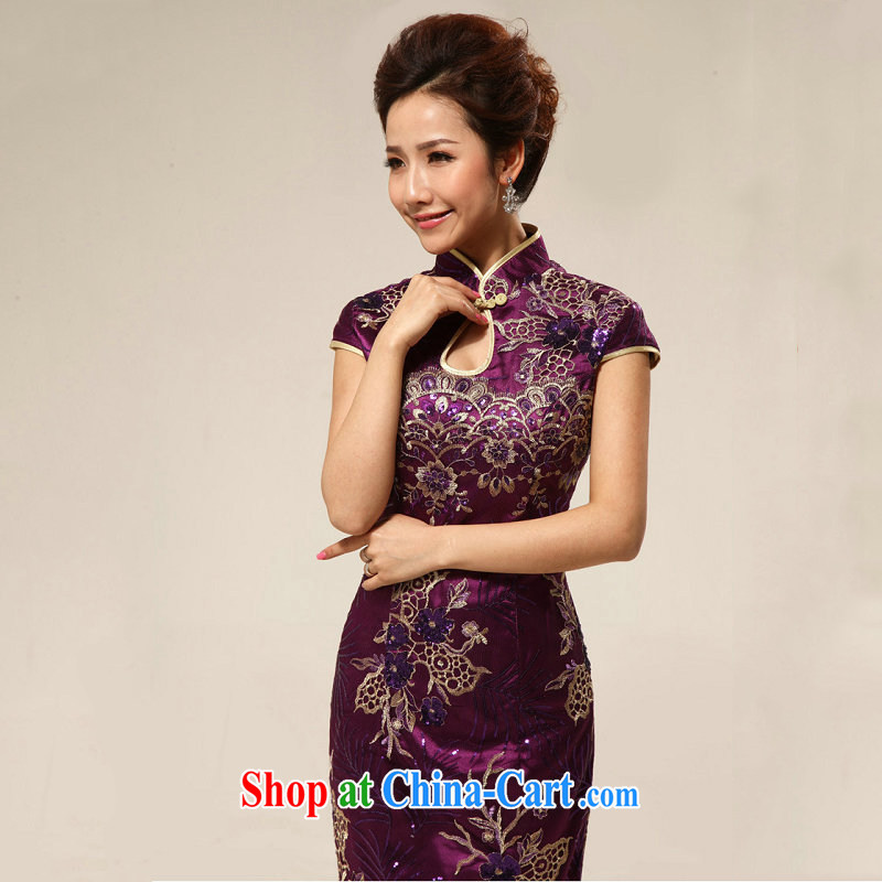 There's a retro wedding hospitality service etiquette cheongsam dress XS 7124 purple S, it's a, and shopping on the Internet