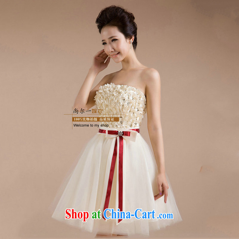 There is a bride's wedding dress red bow-tie short, chest bare bows service bridesmaid evening gown new small dress XS 587 white XXL, yet, and that, on-line shopping