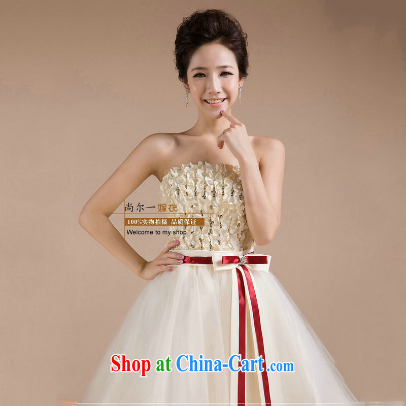 There is a bride's wedding dress red bow-tie short, chest bare bows service bridesmaid evening gown new small dress XS 587 white XXL, yet, and that, on-line shopping