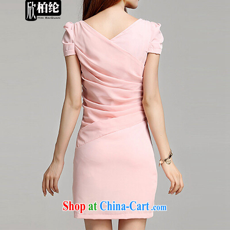 Yan Po Lun 2015 summer New Beauty staple shoulders on drill dress dresses female B 1183 pink XL, Pak Yan, William, and shopping on the Internet