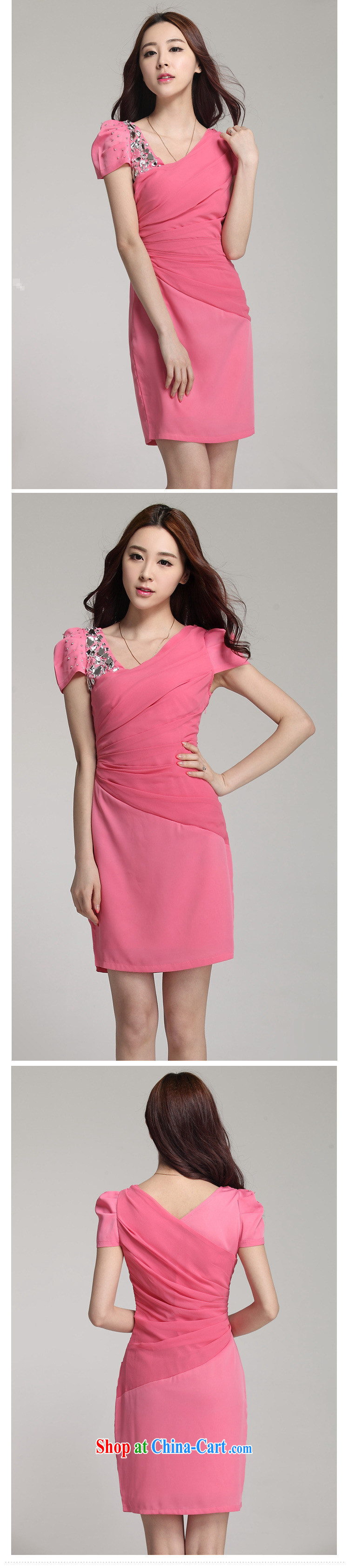 Yan Po Lun 2015 summer New Beauty staple shoulder light drill dress dresses female B 1183 pink XL pictures, price, brand platters! Elections are good character, the national distribution, so why buy now enjoy more preferential! Health