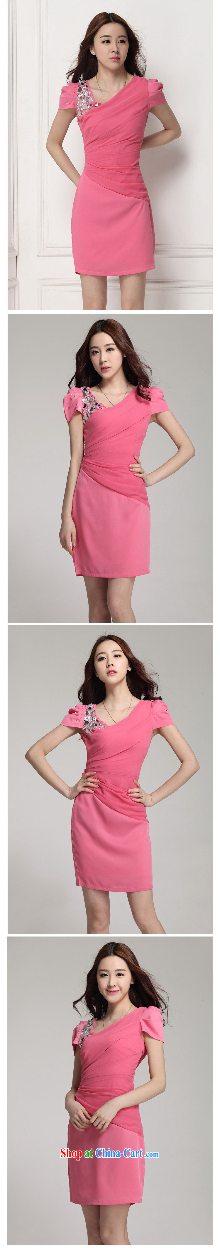 Yan Po Lun 2015 summer New Beauty staple shoulder light drill dress dresses female B 1183 pink XL pictures, price, brand platters! Elections are good character, the national distribution, so why buy now enjoy more preferential! Health