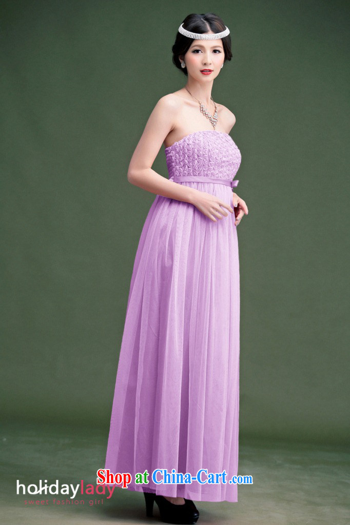 Shallow end (QIAN MO) 2014 elegant small rose lace take Korean-style long dress dress bridesmaid dresses small 2365 violet L pictures, price, brand platters! Elections are good character, the national distribution, so why buy now enjoy more preferential! Health